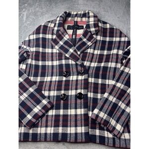 Zara Plaid Blazer Womens Jacket, Size Medium, Red White &‎ Blue